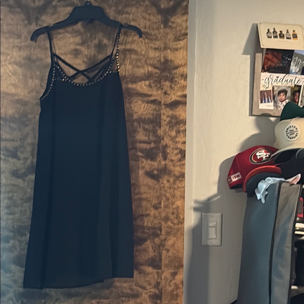 Black Dress with Studded Straps